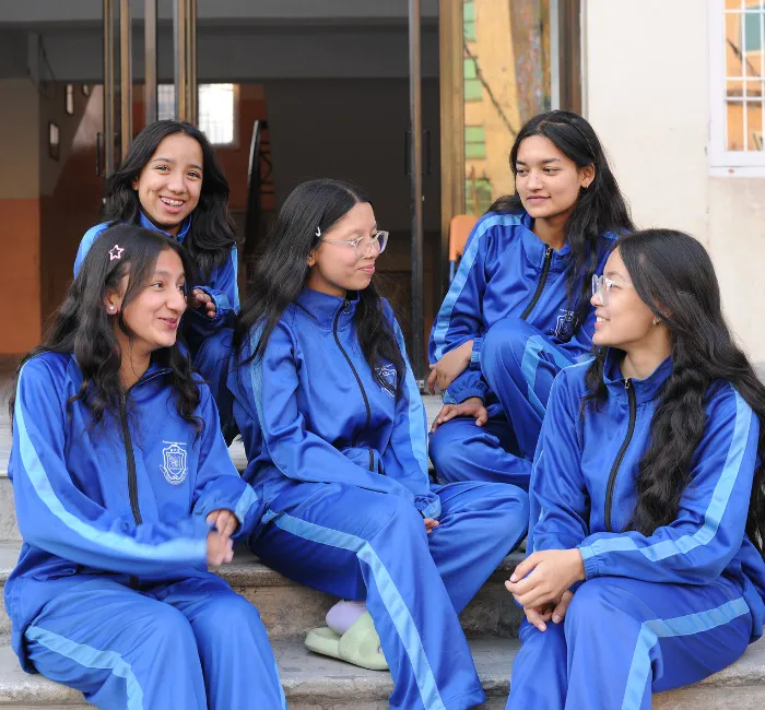 students having a moment at RPS courtyard